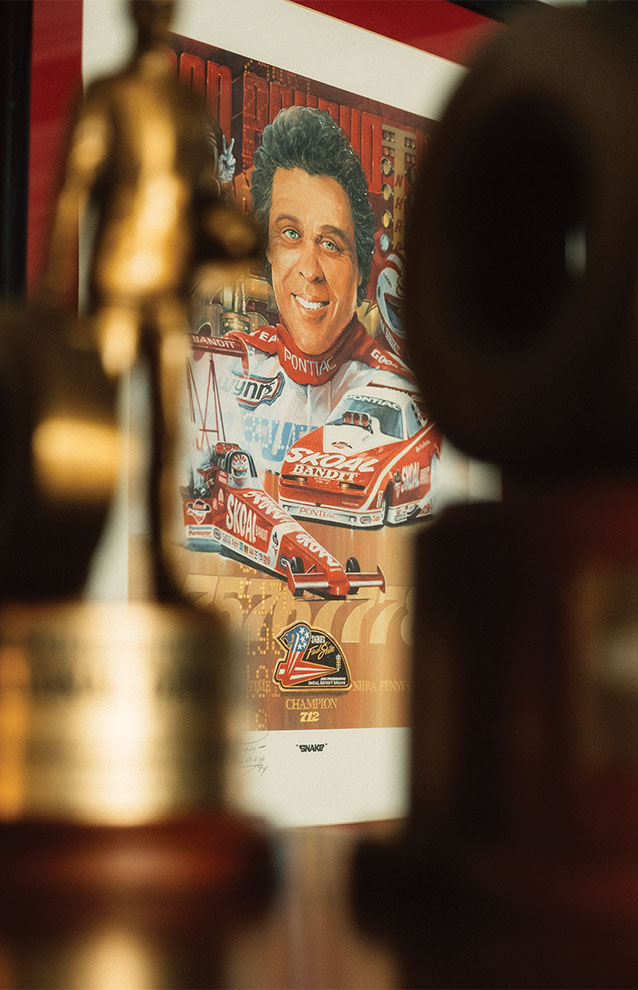 a poster of a person and a race car