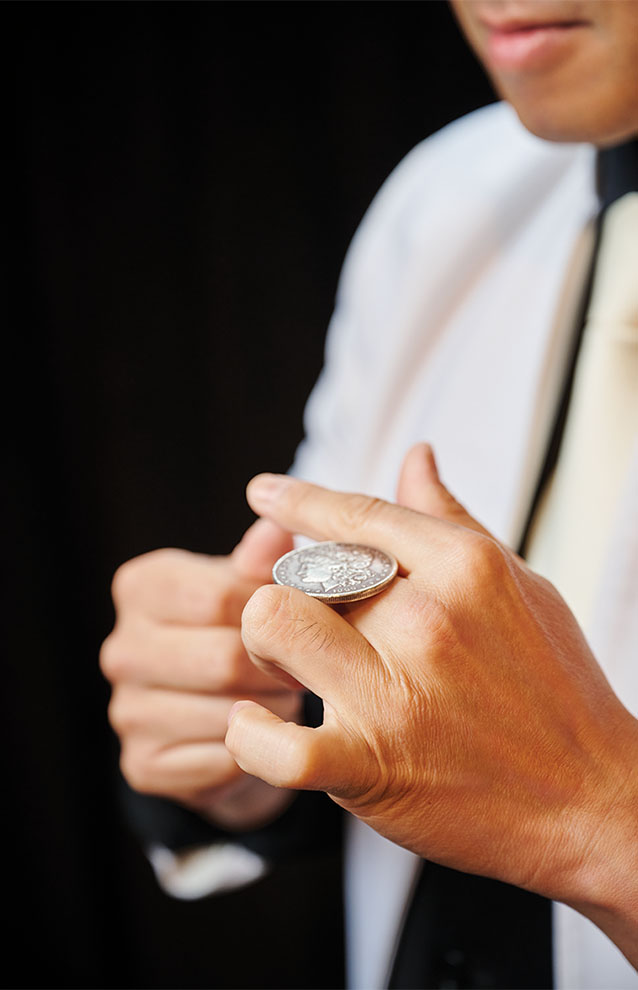magician's hands close-up. 